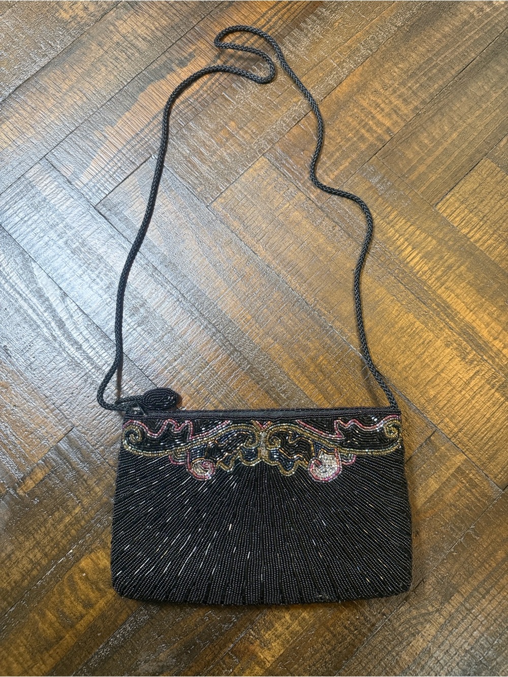 Vintage‎ Bonwit Teller Black Beaded Evening Shoulder Bag Art Deco Formal